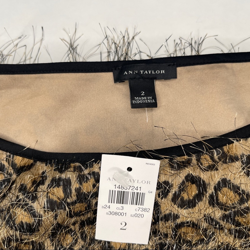 ANN TAYLOR Leopard Fuzzy/fringe sleeveless top - Picture 7 of 11